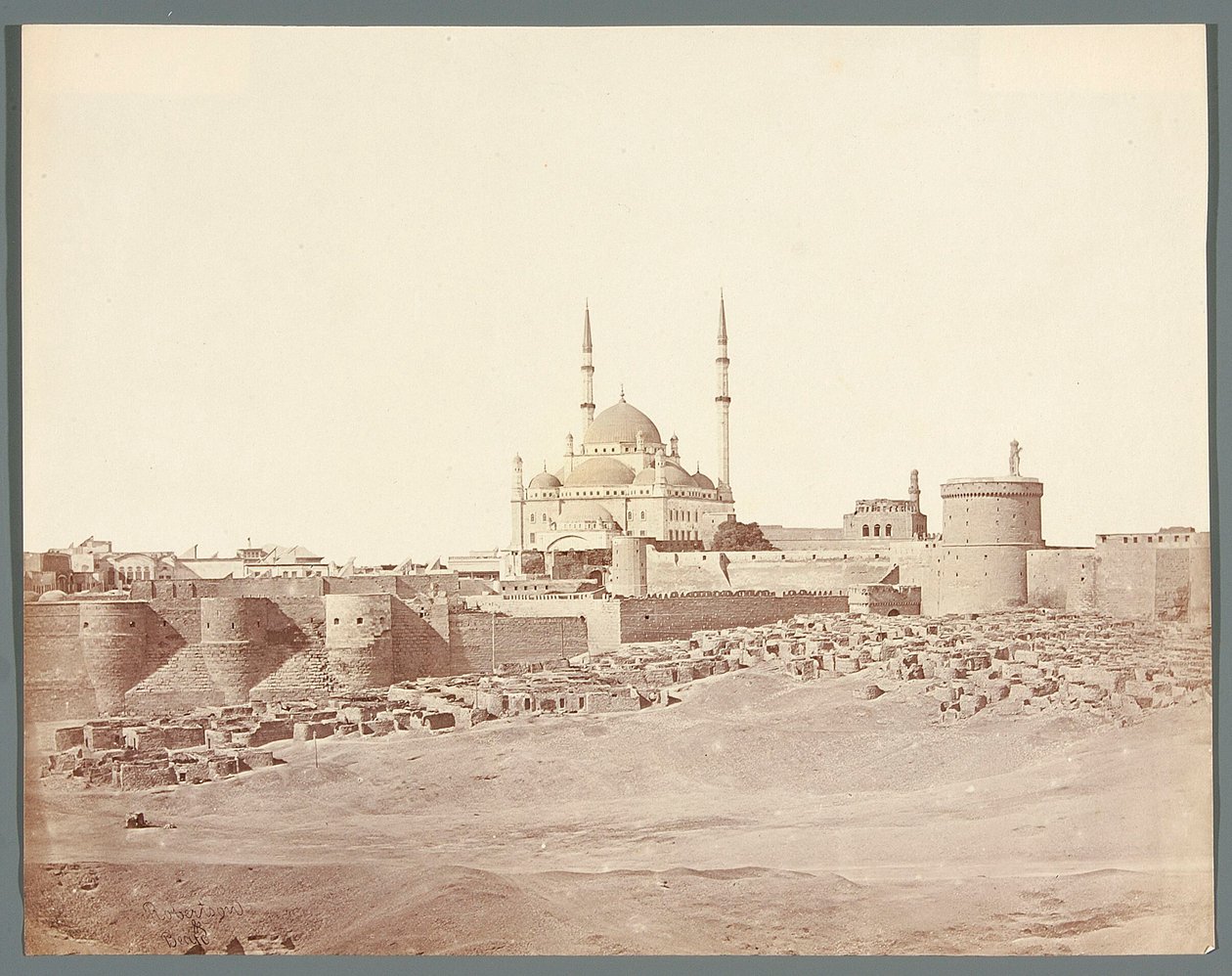 Egypten. Kairo. Oversigt over Citadellet med Muhammad Alis alabastmoské (1830-1848) af James Robertson