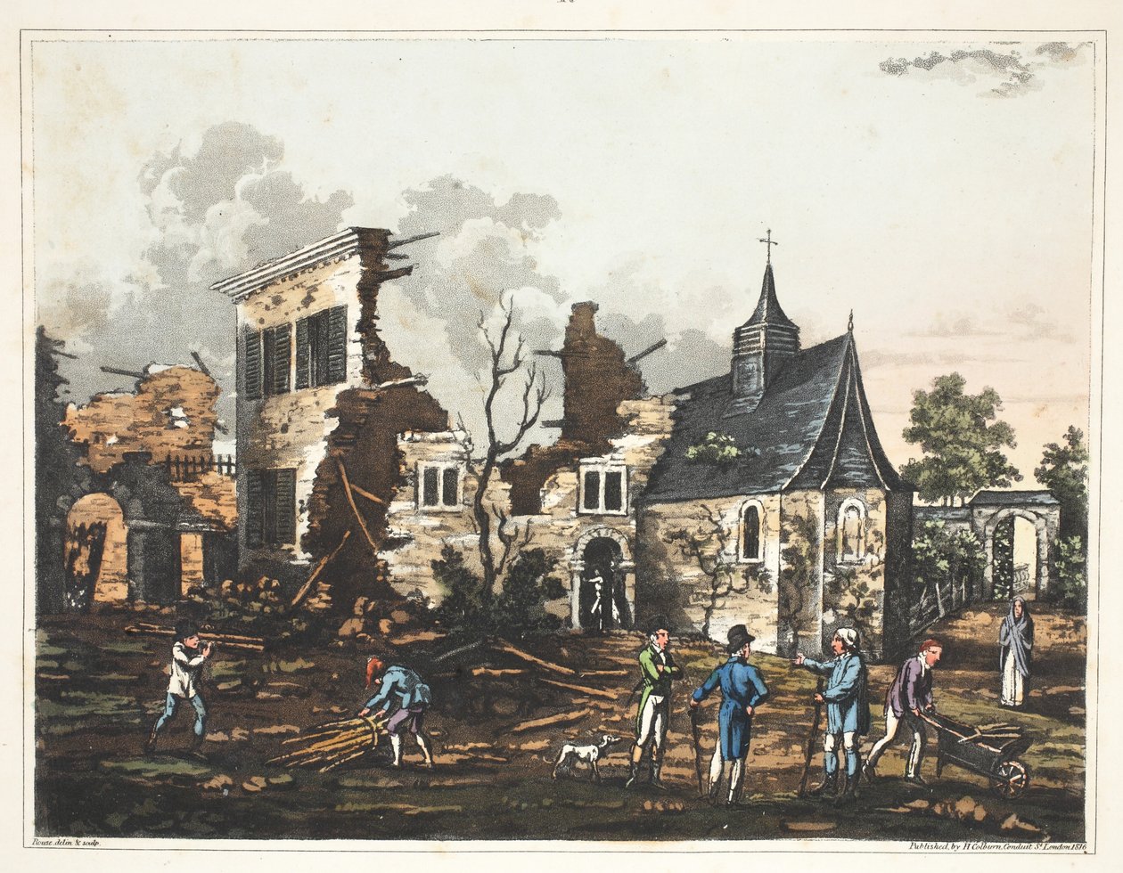 Chateau of Hougoumont: Et billede af det indre, der er reduceret til en ruinhob af James Rouse