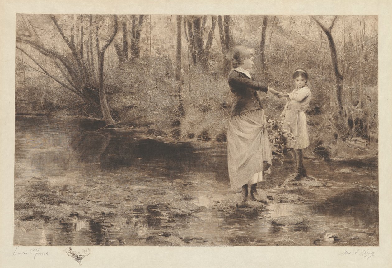 Uden titel (Crossing A Brook In The Woods) af James S. King