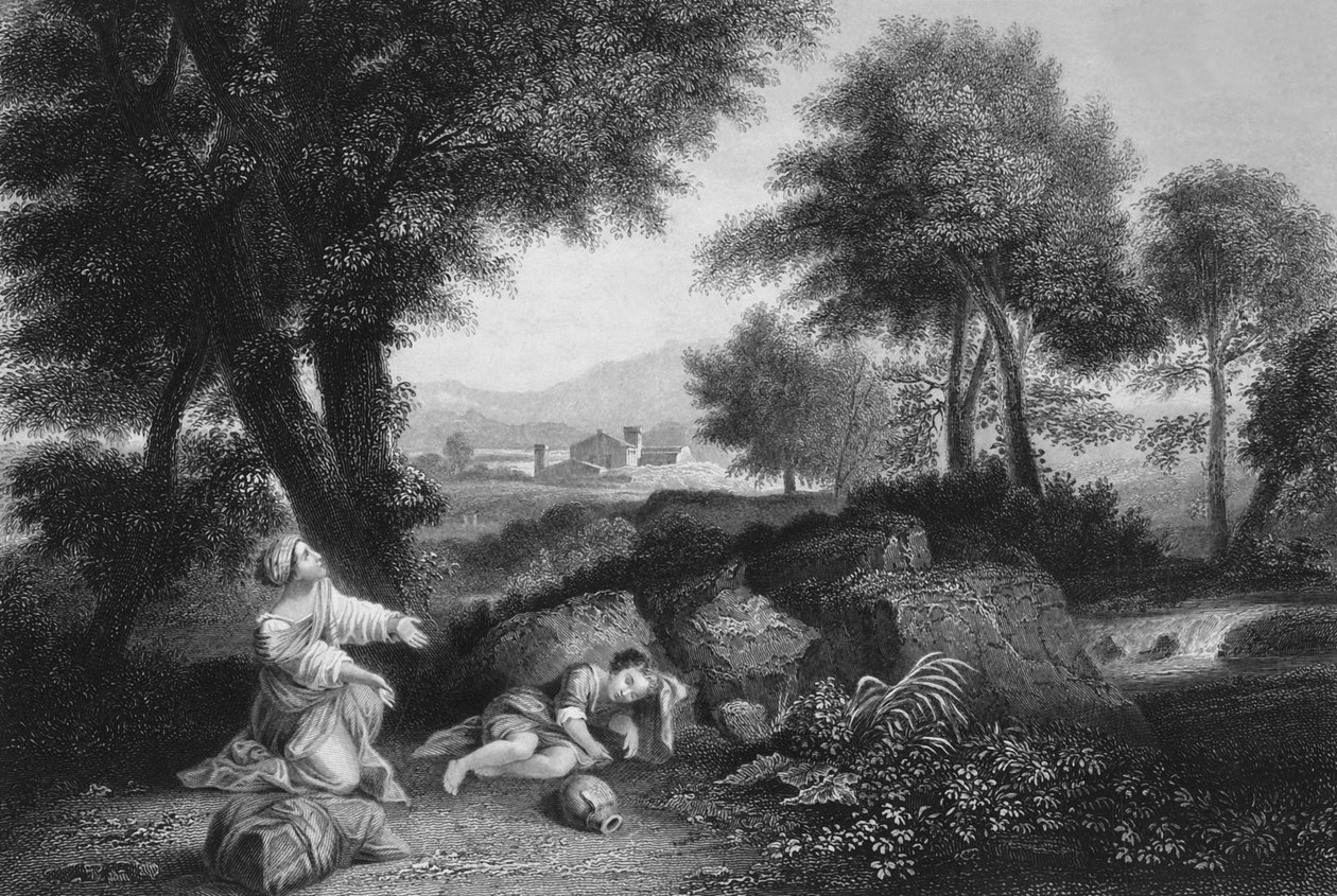 Og Guds engel kaldte til Hagar ud af himlen, midten af slutningen af det 19. århundrede af James Sands