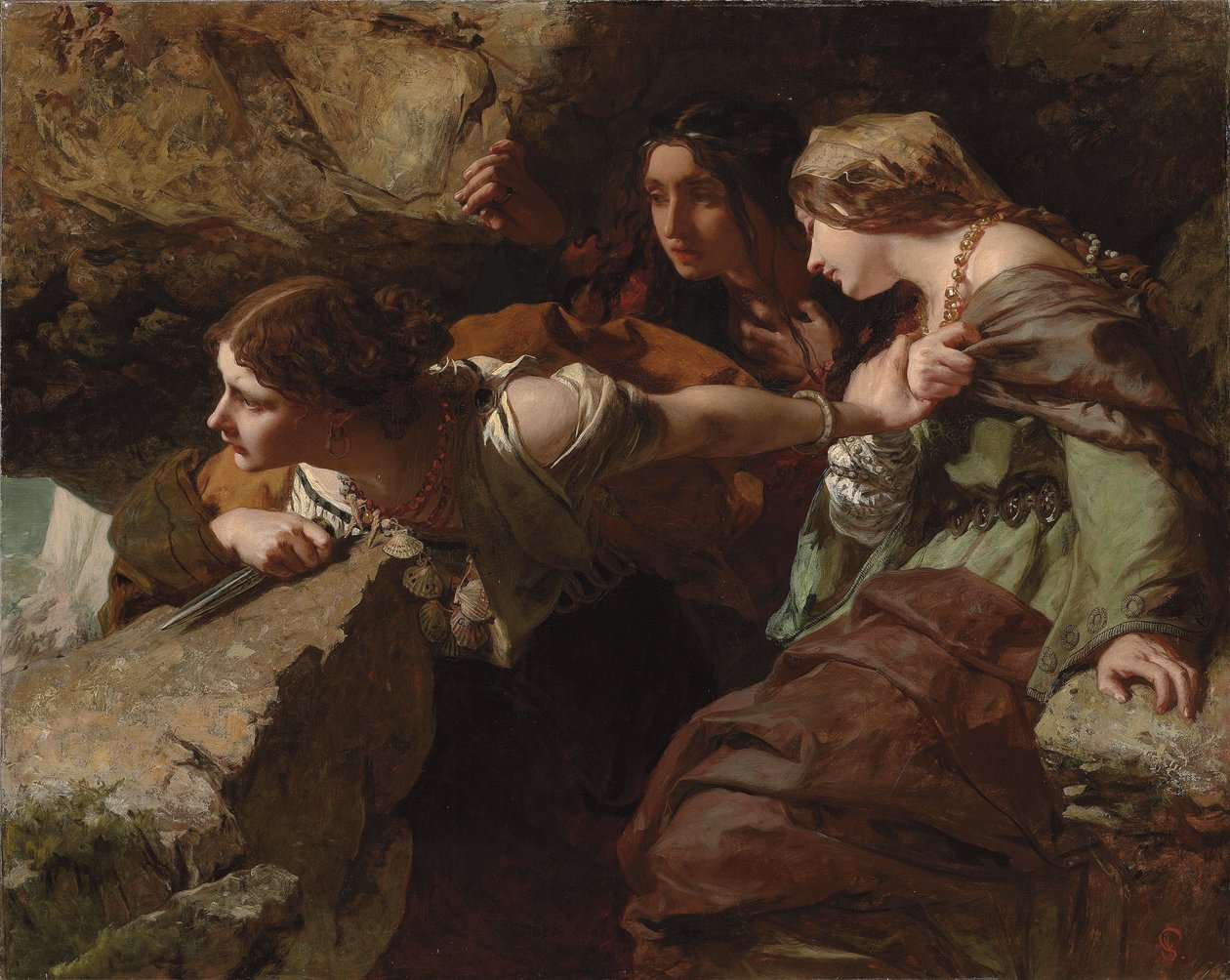 Courage, Anxiety and Despair: Watching the Battle (olie på lærred) af James Sant