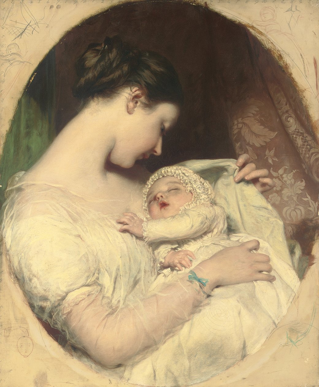 Kunstnerens kone Elizabeth med deres datter Mary Edith af James Sant