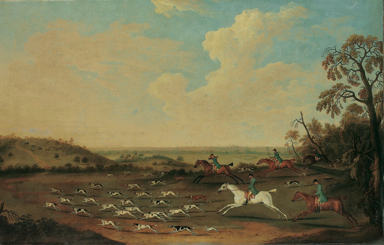 En jagt i fuld gråd ved Quorley, Hampshire, ca. 1770 af James Seymour