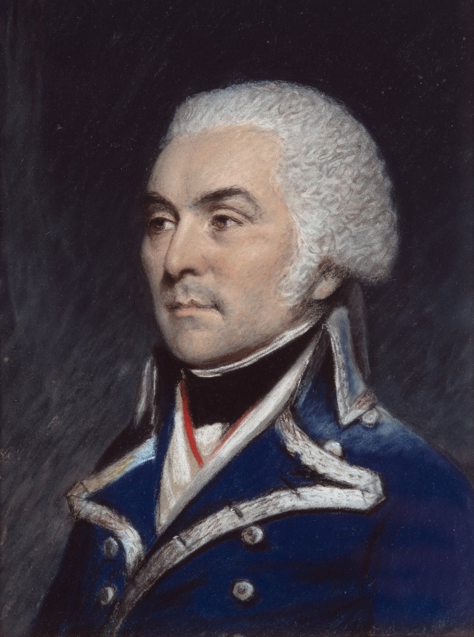 En ukendt søofficer (pastel på gråt papir) af James Sharples