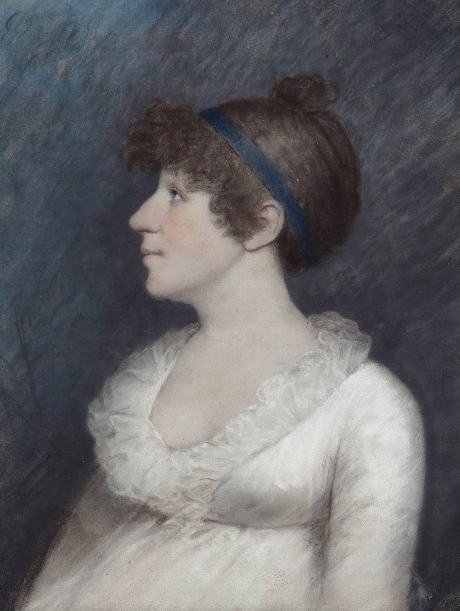 Mrs Brown (pastel på gråt papir) af James Sharples