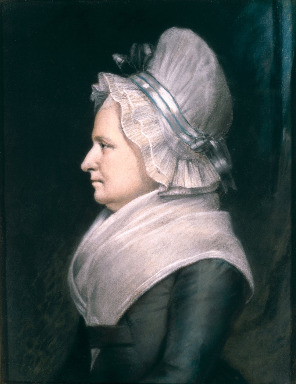 Mrs Martha Washington (1731-1802) 1796 (pastel på papir) af James Sharples