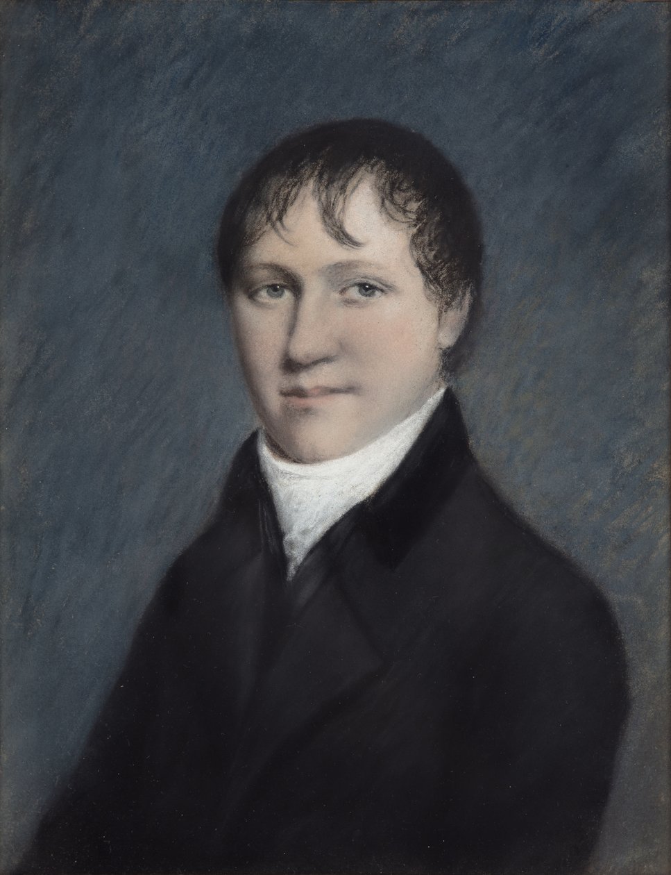 Sir Humphry Davy Bart, sandsynligvis 1804-09 (pastel på gråt papir) af James Sharples