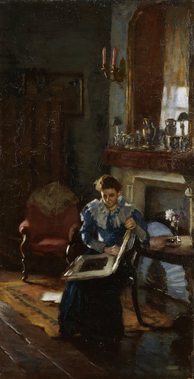 A Dublin Interiør, ca. 1915-20 (olie på lærred) af James Sinton Sleator
