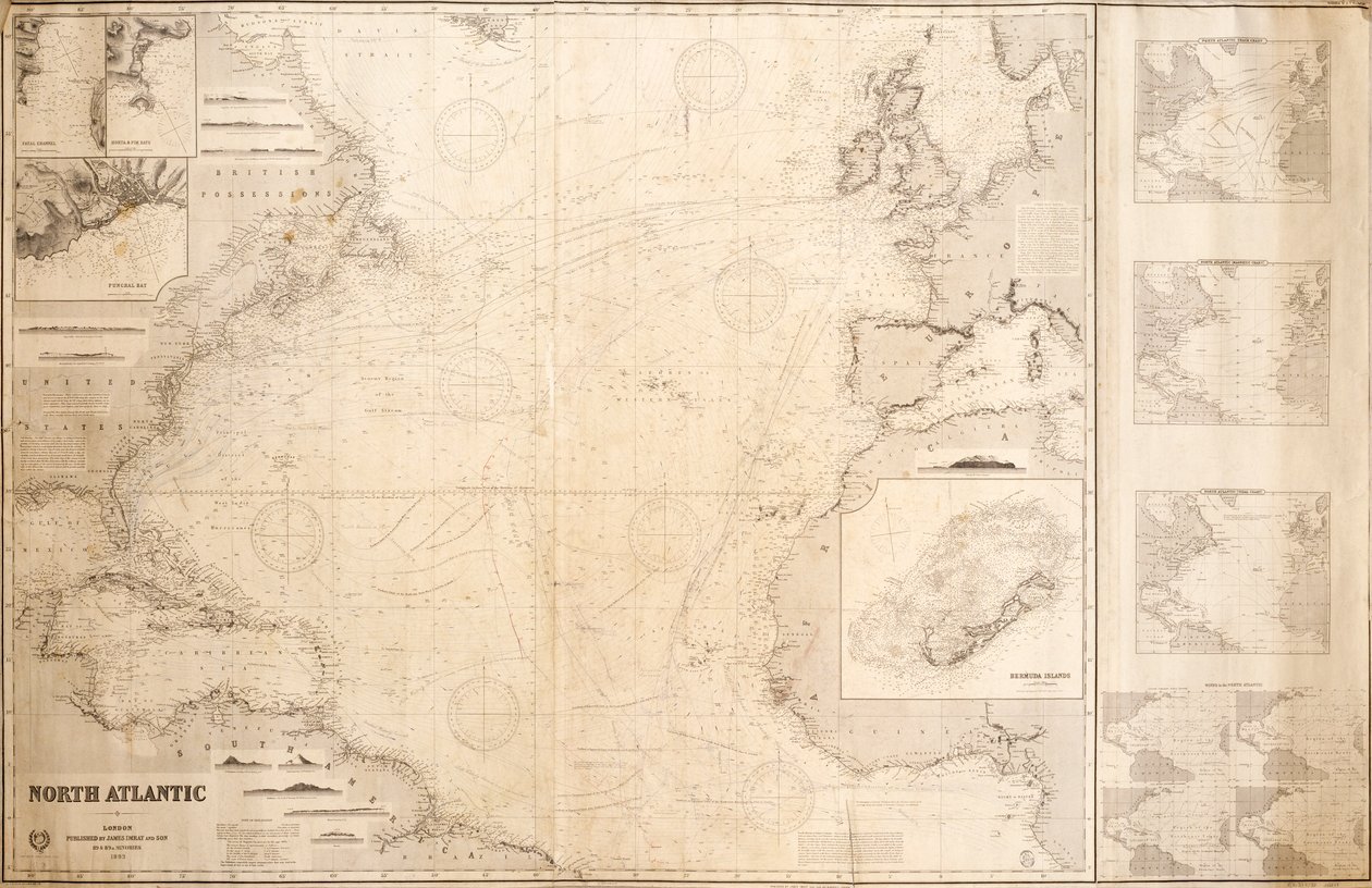 Kort over det nordlige Atlanterhav af James & Son Imray