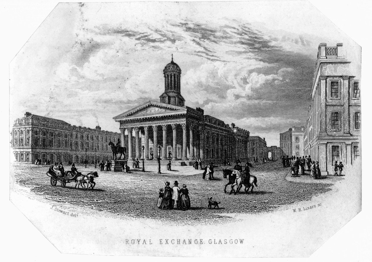 Royal Exchange, Glasgow, indgraveret af William Home Lizars af James Stewart