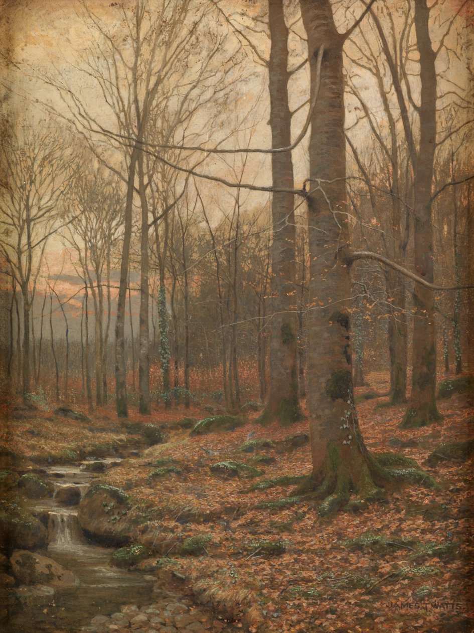 Winter in the Woods, Betws-y-Coed (akvarel og bodycolour) af James Thomas Watts