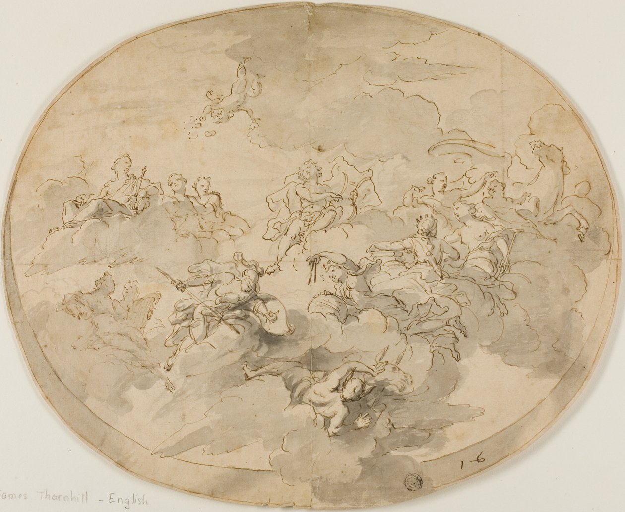 Design for Ceiling Fresco: Apollo and the Muses with Minerva Destroying Ignorance af James Thornhill