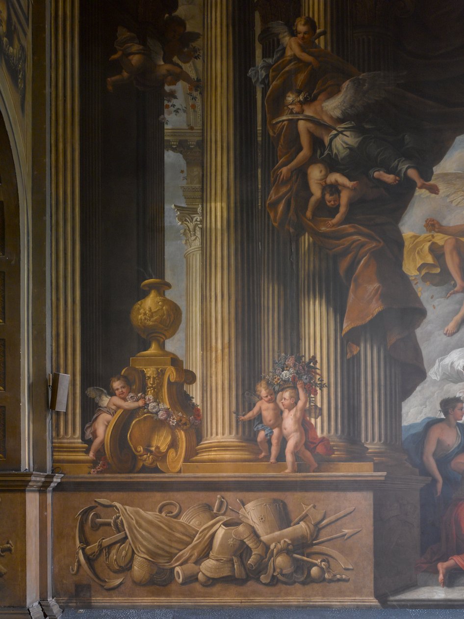 Detalje af den vestlige væg i den malede sal, ca. 1707-27 vægmaleri af James Thornhill