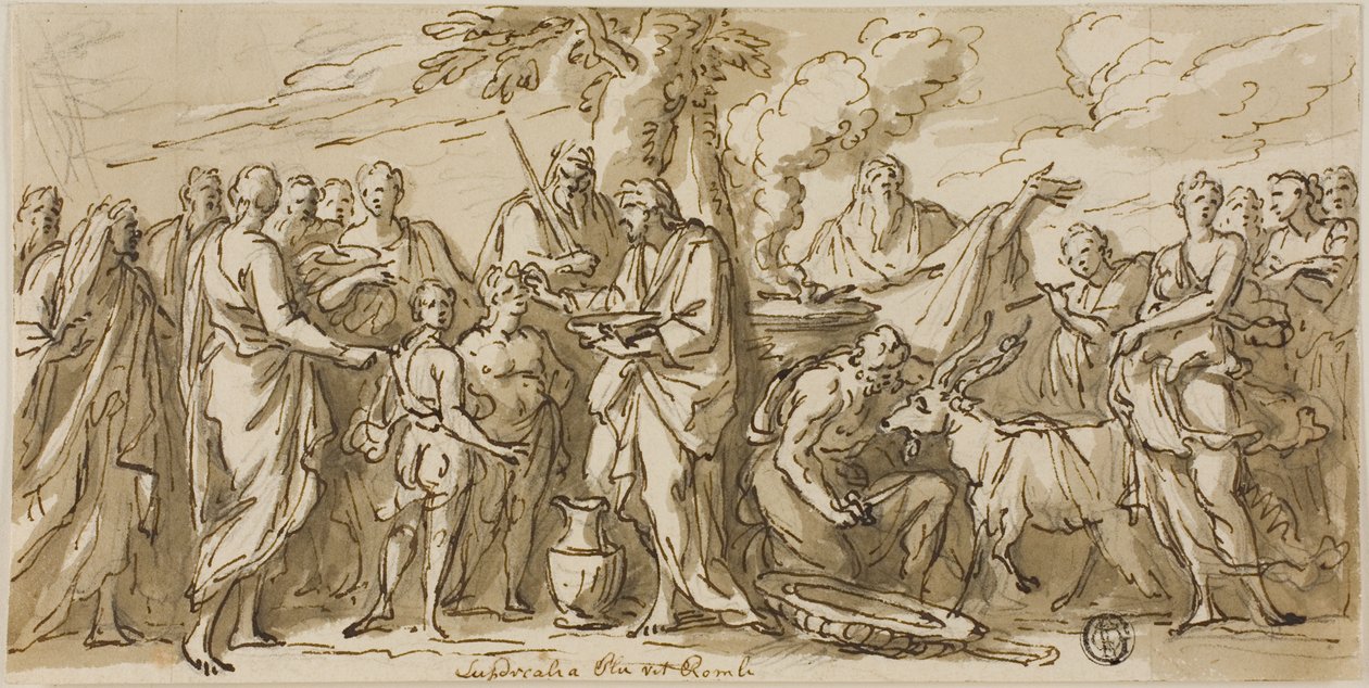 Lupercalia (recto) og skitser af figurer (verso) af James Thornhill
