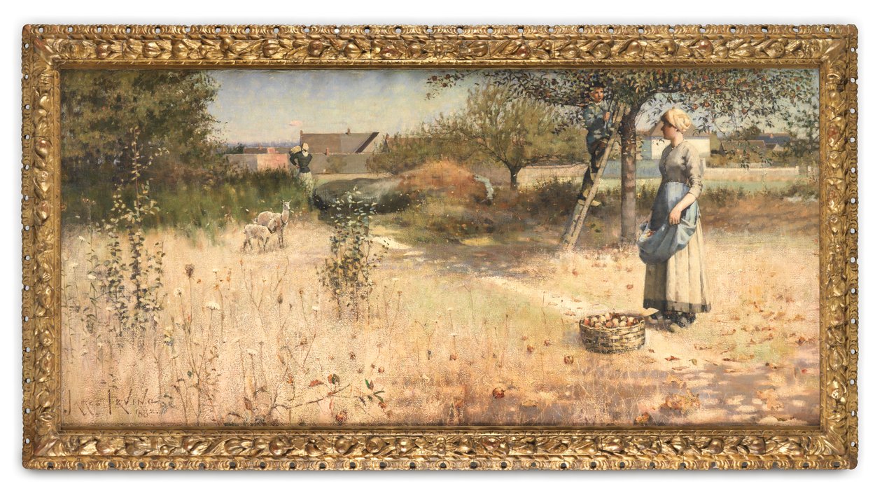Æblehøsten, Barbizon (olie på lærred) af James Thwaite Irving