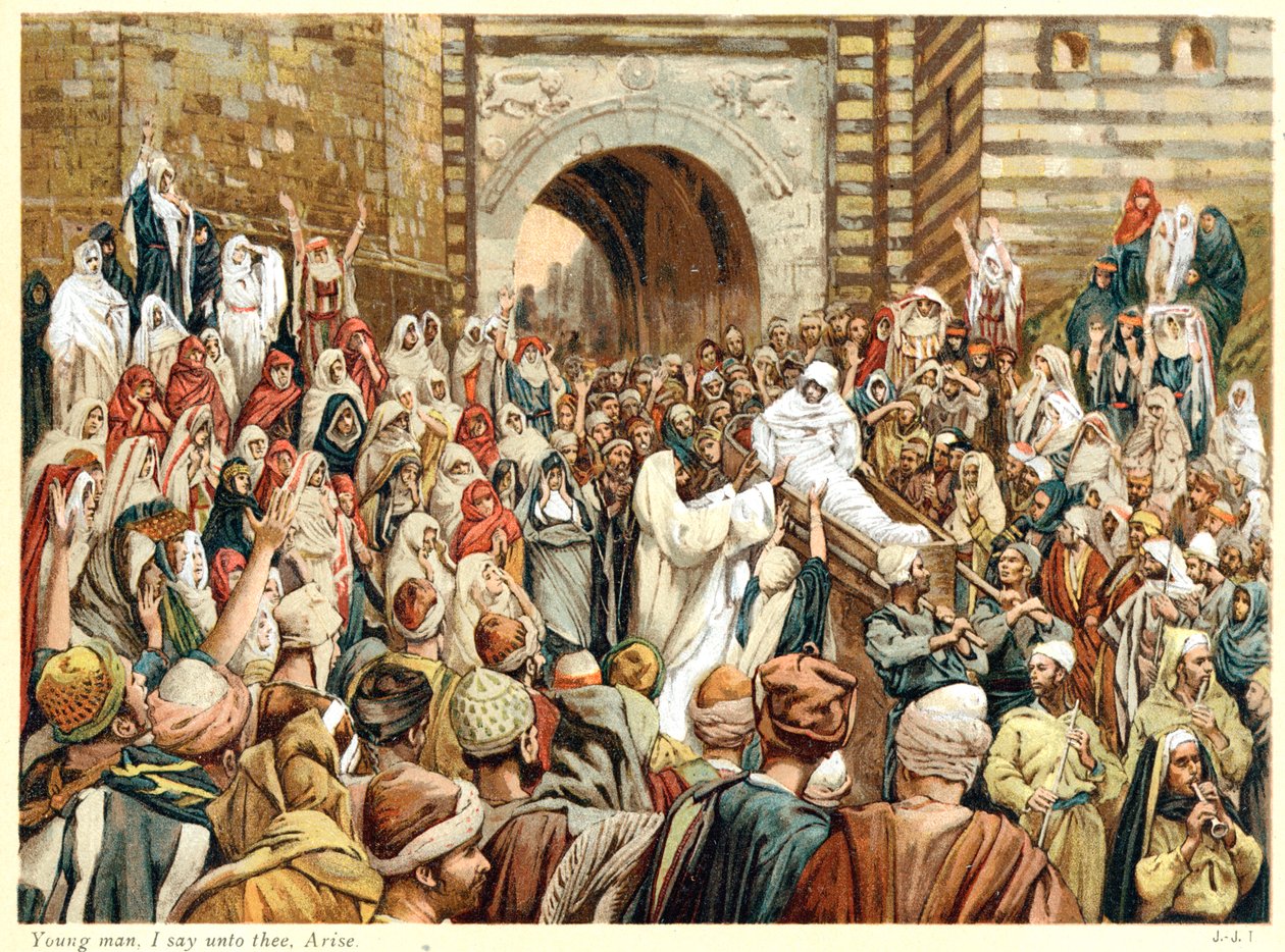 Jesus opdrager enkens søn i Nain, c1890 af James Tissot