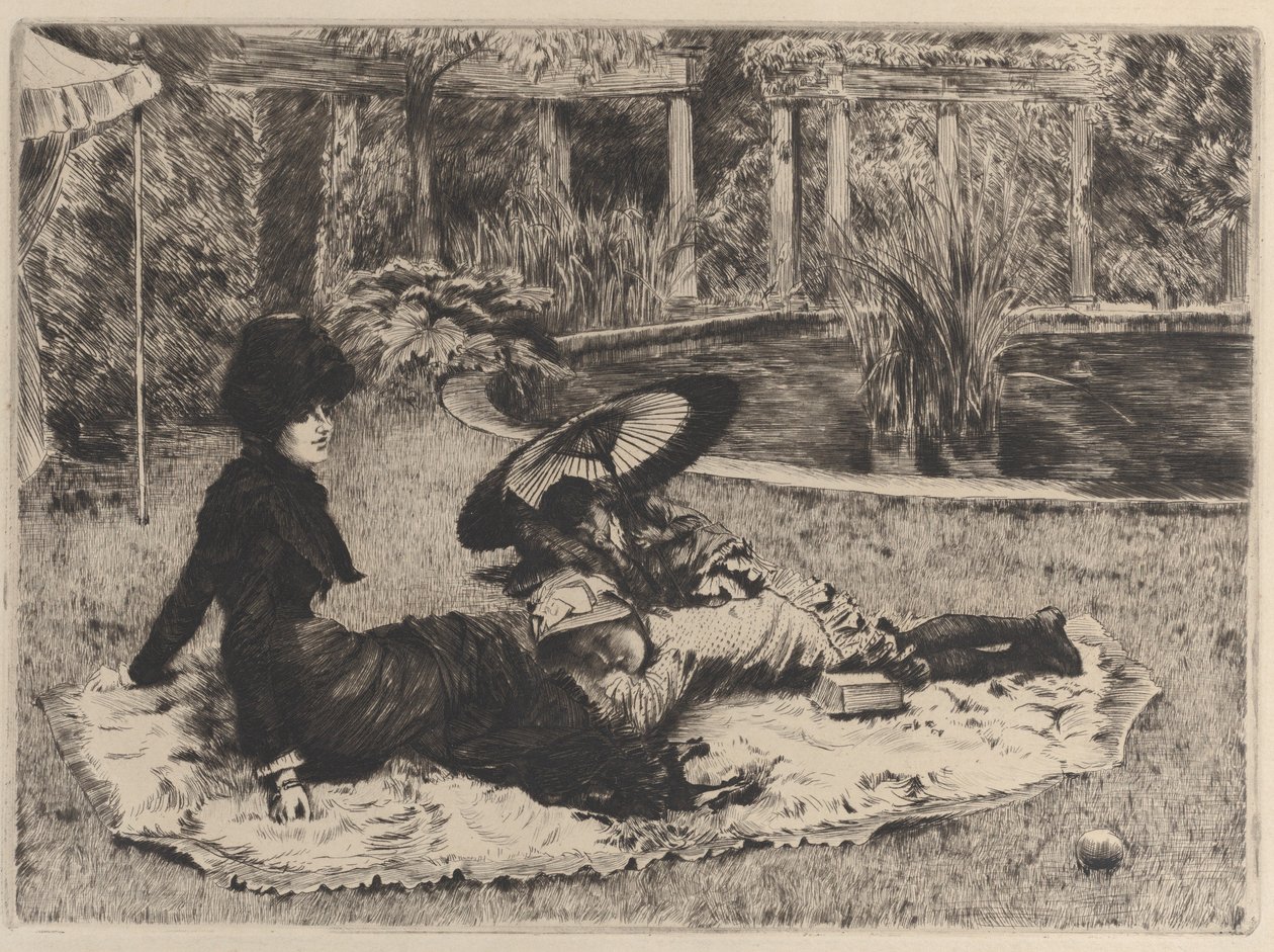 På græsset, 1880. af James Tissot