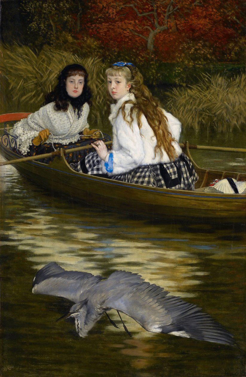 På Themsen, en hejre af James Tissot