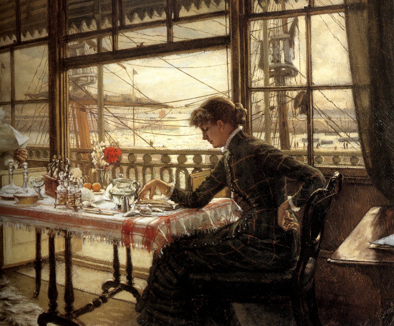 Værelse med udsigt over havnen af James Tissot