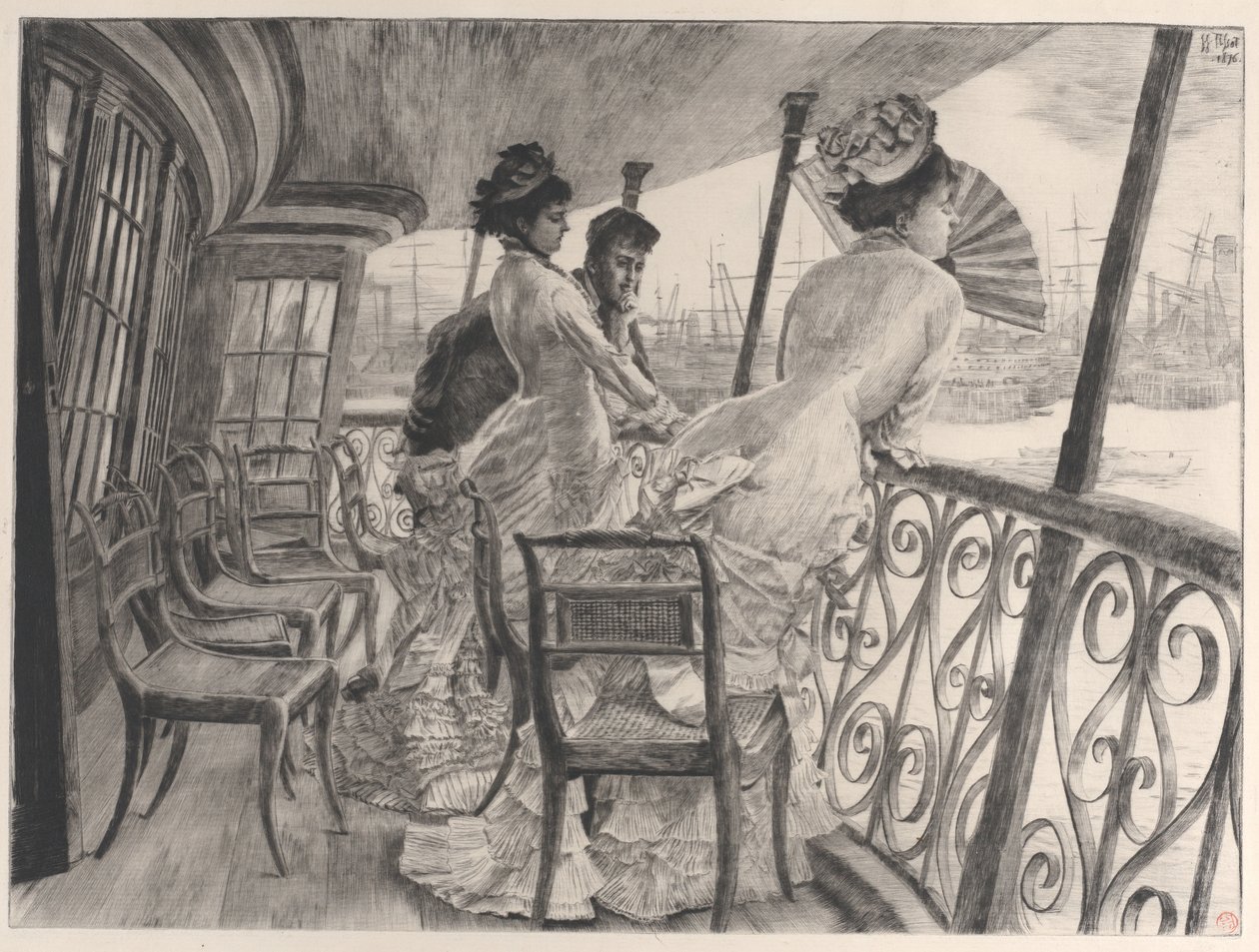 Galleriet hos H.M.S. Calcutta Souvenir af en bold om bord La galerie du Calcutta..., 1876. af James Tissot
