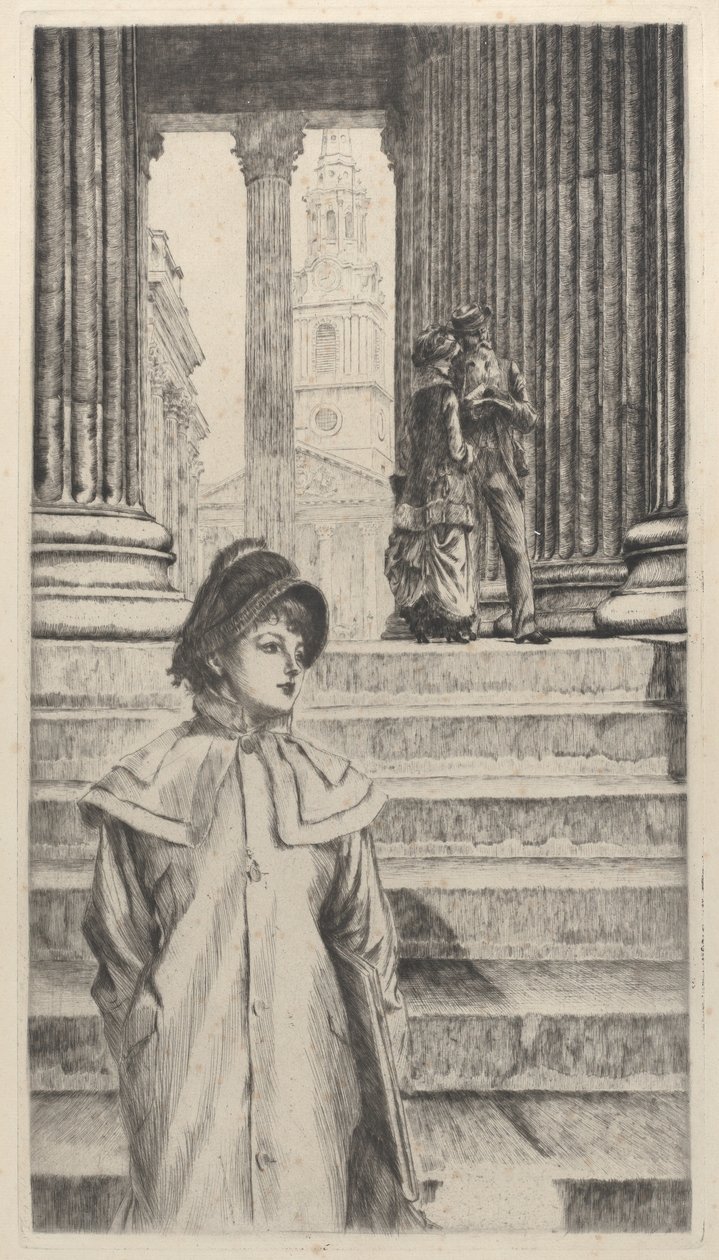 Portico af National Gallery, London, 1878. af James Tissot
