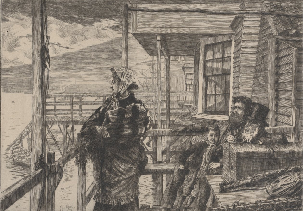 The Three Crows Inn, Gravesend, 1877. af James Tissot