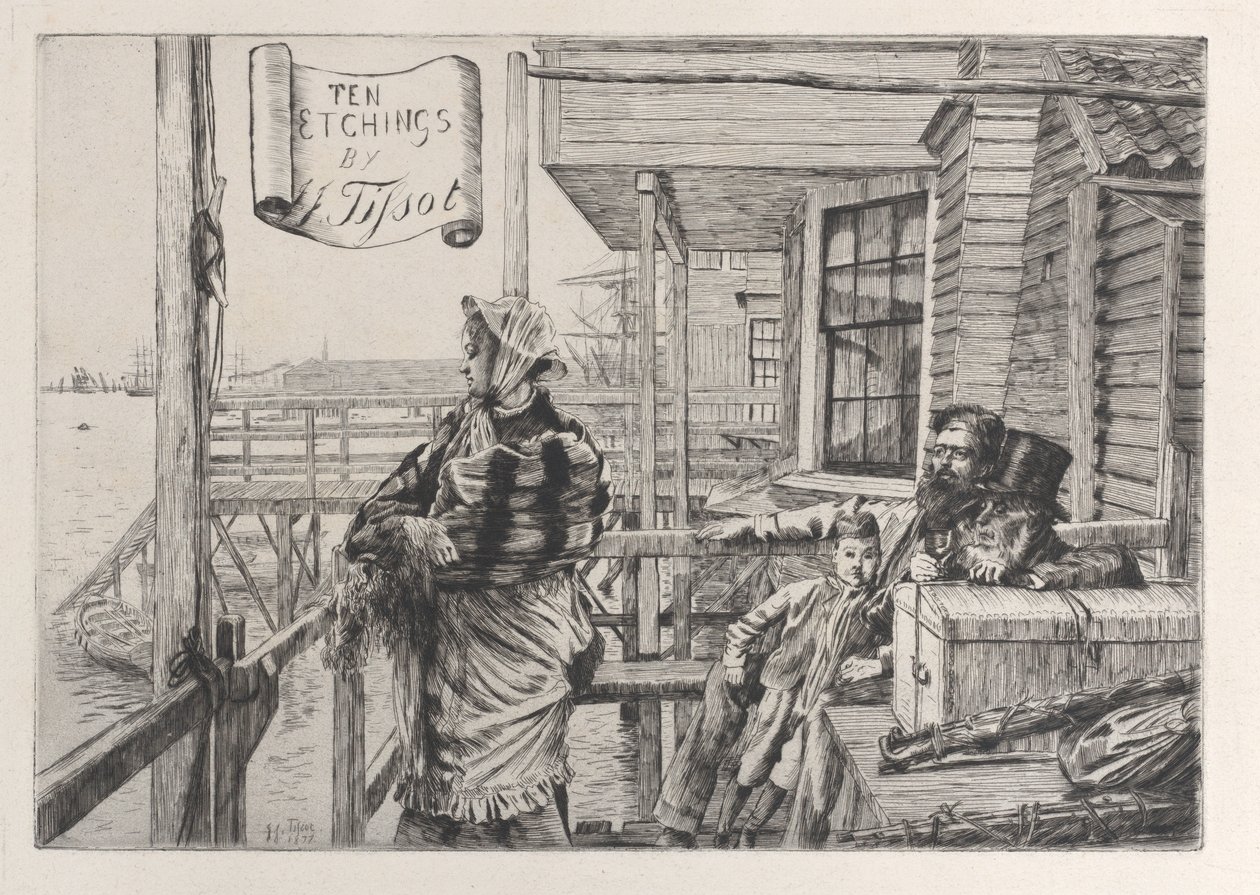The Three Crows Inn, Gravesend, 1877. af James Tissot