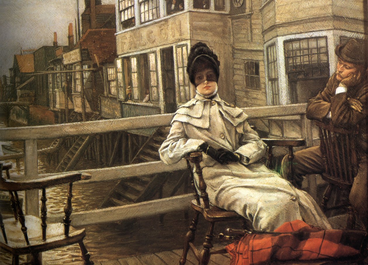 Venter på færgen II af James Tissot
