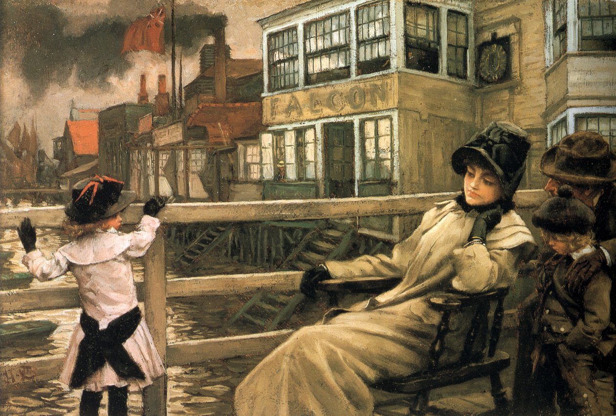 Venter på færgen I af James Tissot