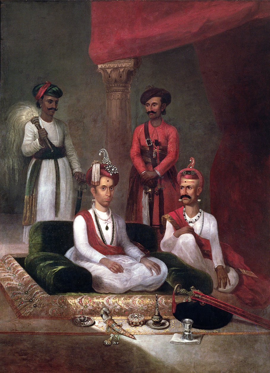 Madhu Rao Narayan, Maratha Peshwa med Nana Fadnavis og ledsagerne, Poona, 1792 af James Wales