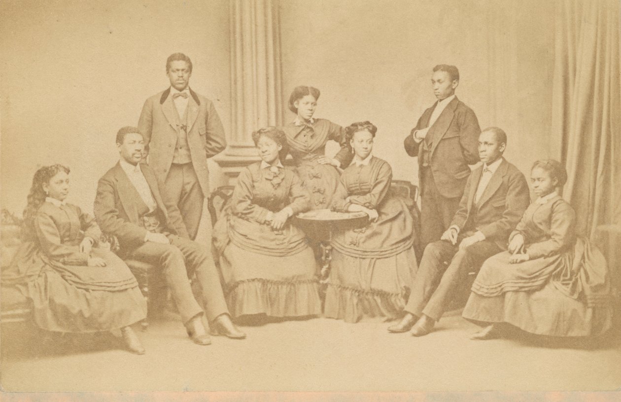 Carte-de-visite of the Jubilee Singers, 1872, trykt senere. af James Wallace Black