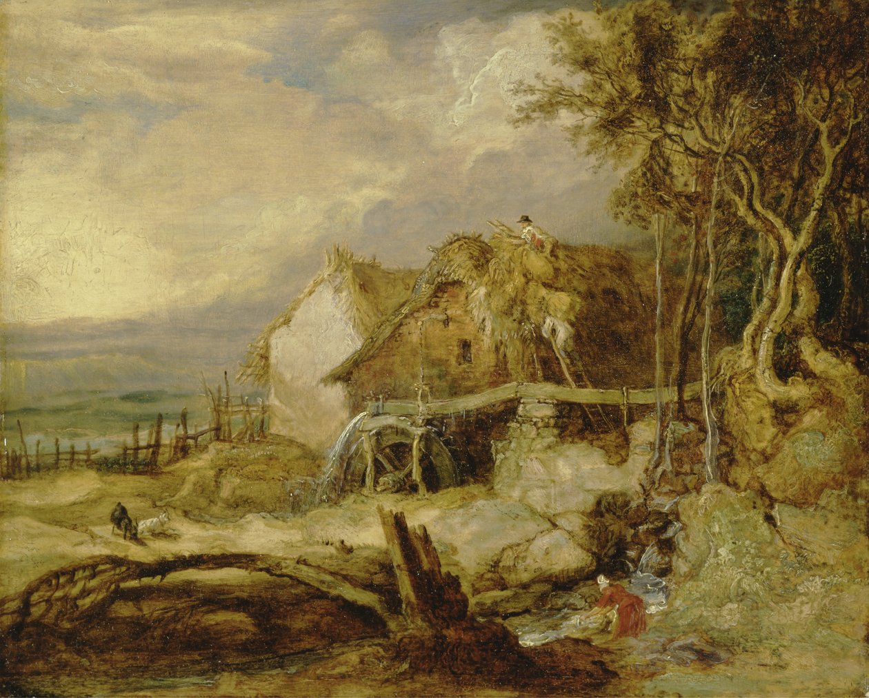 An Overshot Mill, ca. 1802-07 (olie på panel) af James Ward