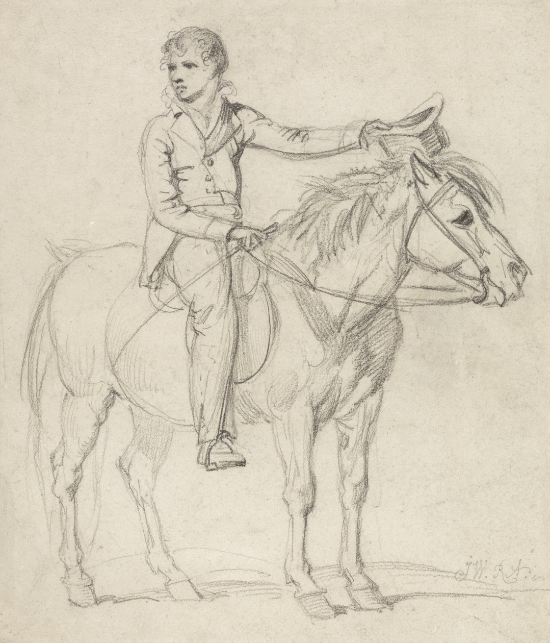 Lord Stanhope (1753-1816) som en dreng, der rider på en pony (blyant på papir) af James Ward