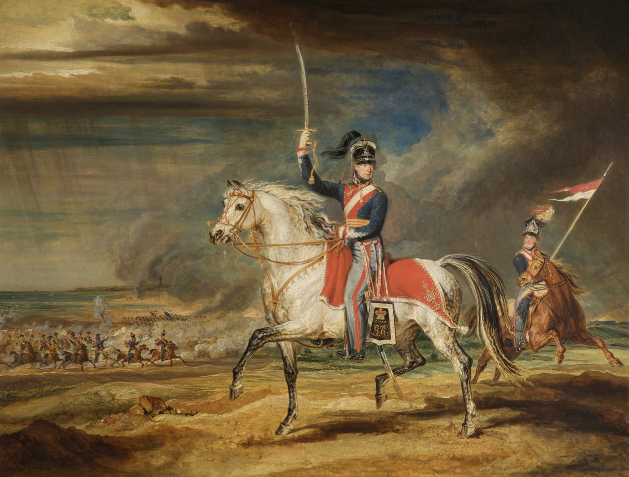 Sir John Leicester, Bt, udøver sit regiment af Cheshire Yeomanry på sandet ved Liverpool, 1824 af James Ward