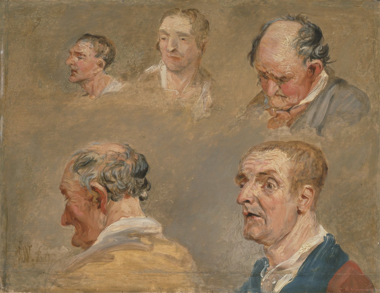 Studier af Jacky Turner og pastor Charles Hopes gartner, ca. 1800-15 (olie på panel) af James Ward