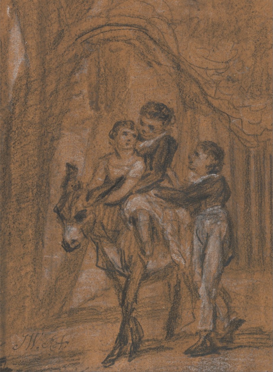Studie til oliemaleriet "Børnene af Theophilus Levitt, Esquire". (Disse var børn af Theophilus Levett fra Staffordshire, en hyppig Ward-mæcen). af James Ward