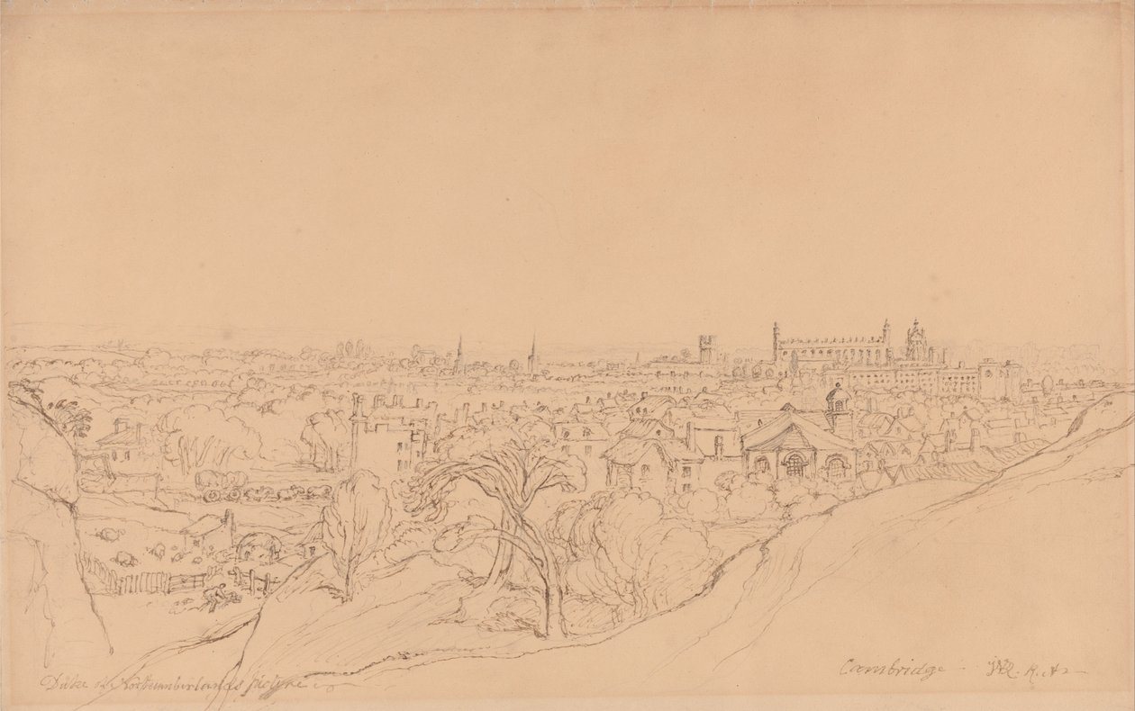 Studie til udsigten over Cambridge fra Castle Hill af James Ward