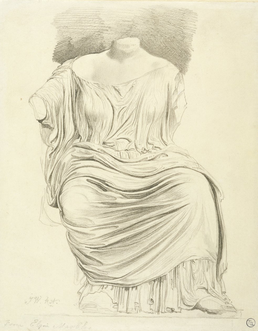 Studie af skulptur: fra Elgin Marbles (blyant på papir) af James Ward