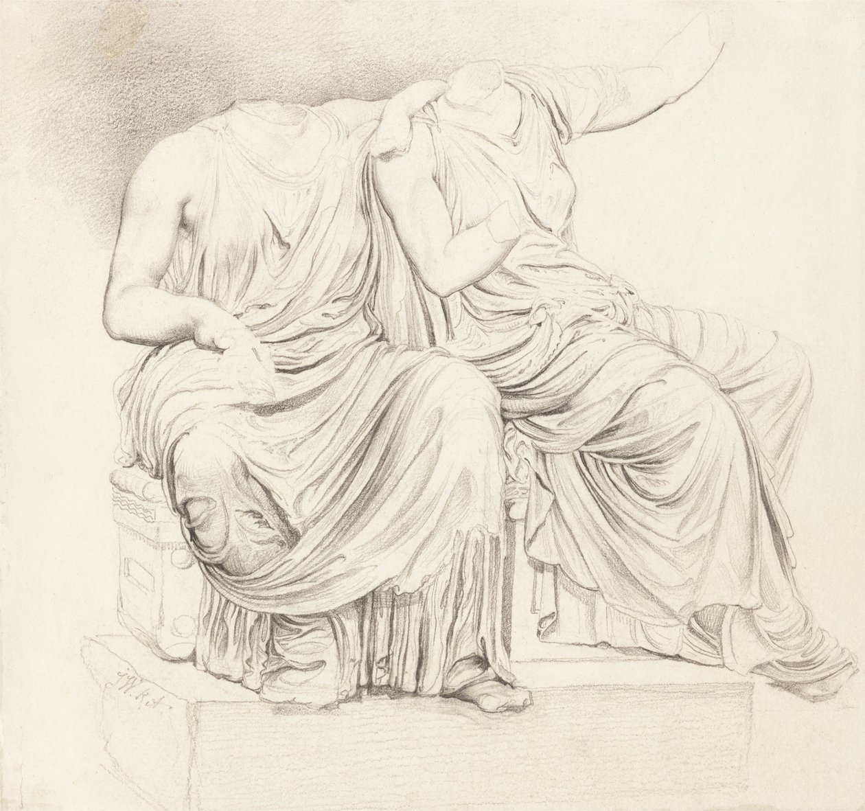 Studie af to hovedløse klassiske statuer af James Ward