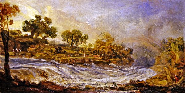 Rapids over Falls of the Clyde, Lanarkshire (olie på panel) af James Ward