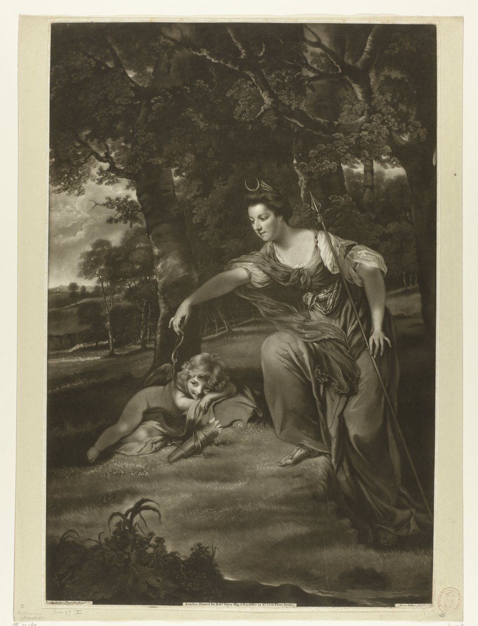 Portræt af Elizabeth Montagu og hendes søn George som Diana og Amor af James Watson (prentmaker)