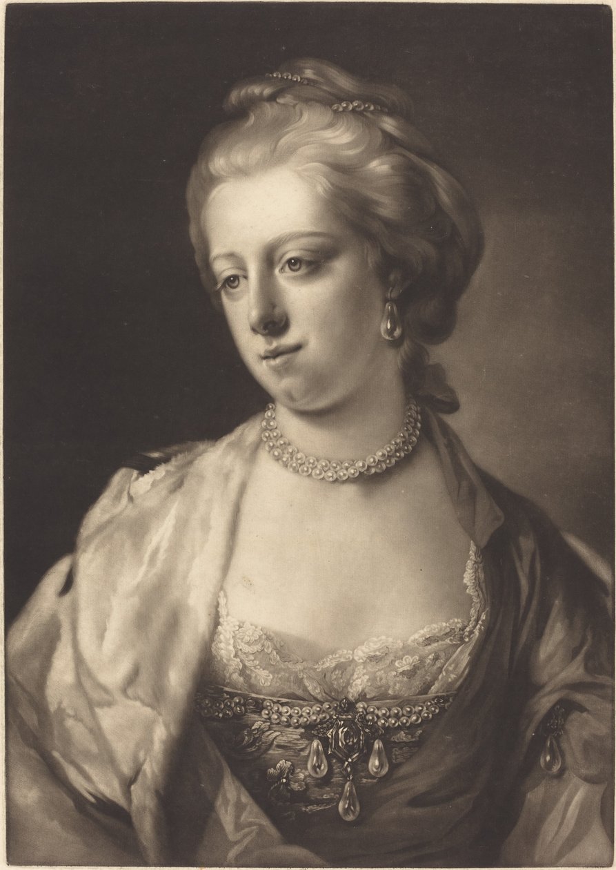 Prinsesse Caroline Matilda, dronning af Danmark af James Watson after Francis Cotes