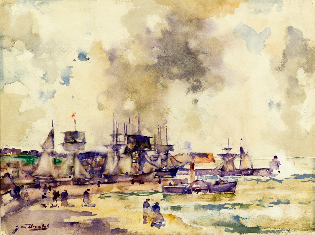 Arbroath Harbor (akvarel) af James Watterston Herald