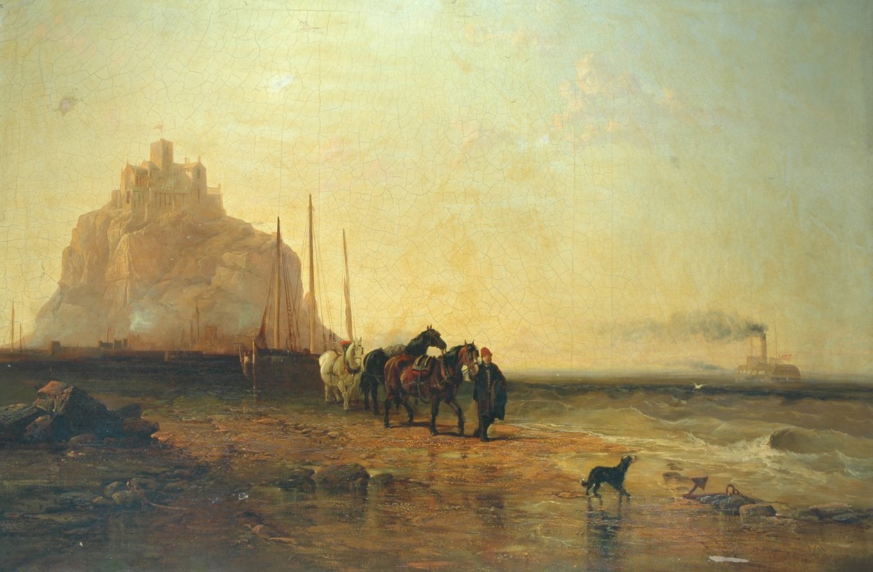 Aften ud for St Michaels Mount, 1855 af James Webb
