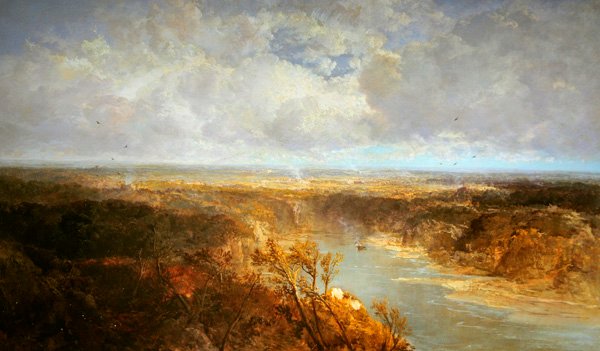 Udsigt over floden Swale (olie på panel) af James Webb