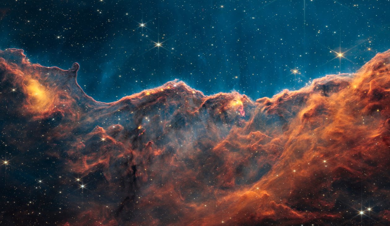 Carina Nebula Jets (NIRCam Narrowband Filters Compass Image) Uannoteret af James Webb Space Telescope (NASA)