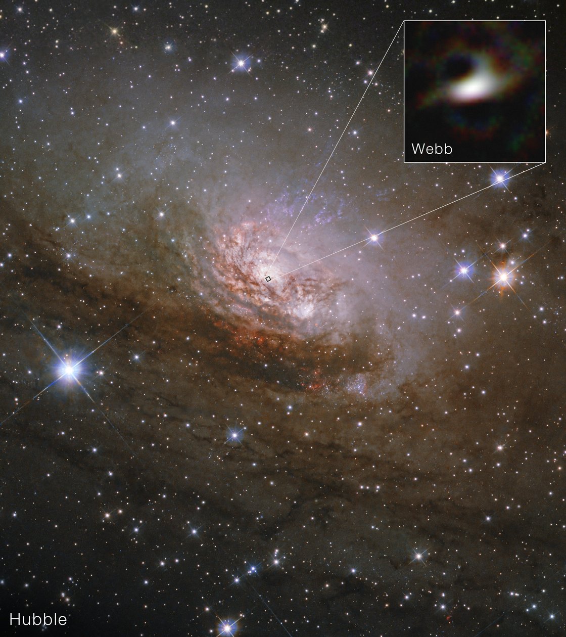 Circinus-galaksen (Hubble og Webb) af James Webb Space Telescope (NASA)
