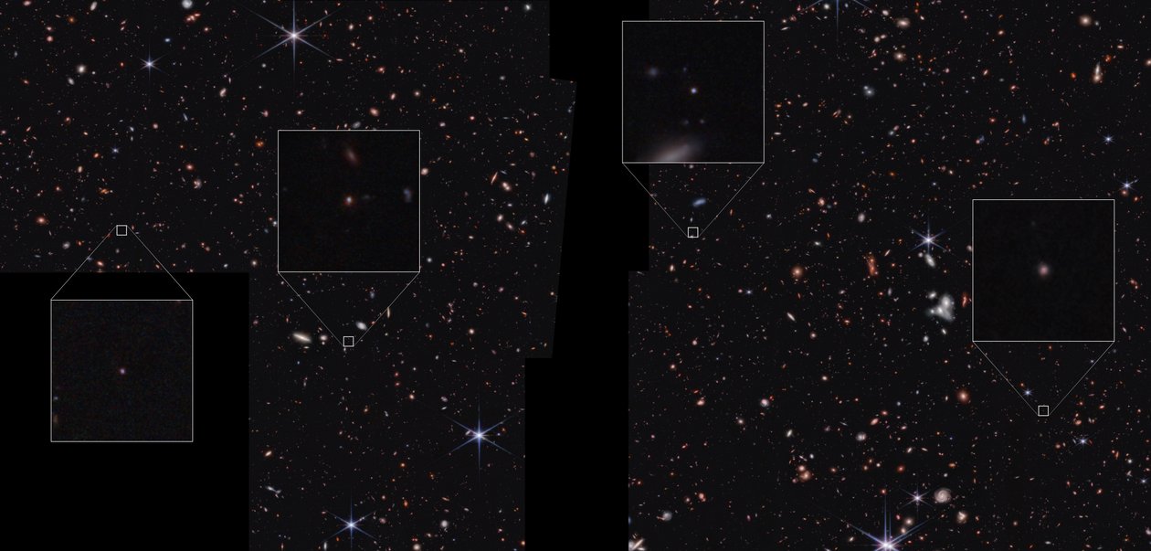 Galakser i CEERS-feltet (NIRCam-billede) af James Webb Space Telescope (NASA)