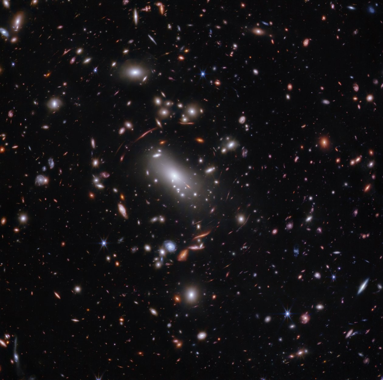Galaksehoben MACS J1423 (billede taget med NIRCam) af James Webb Space Telescope (NASA)