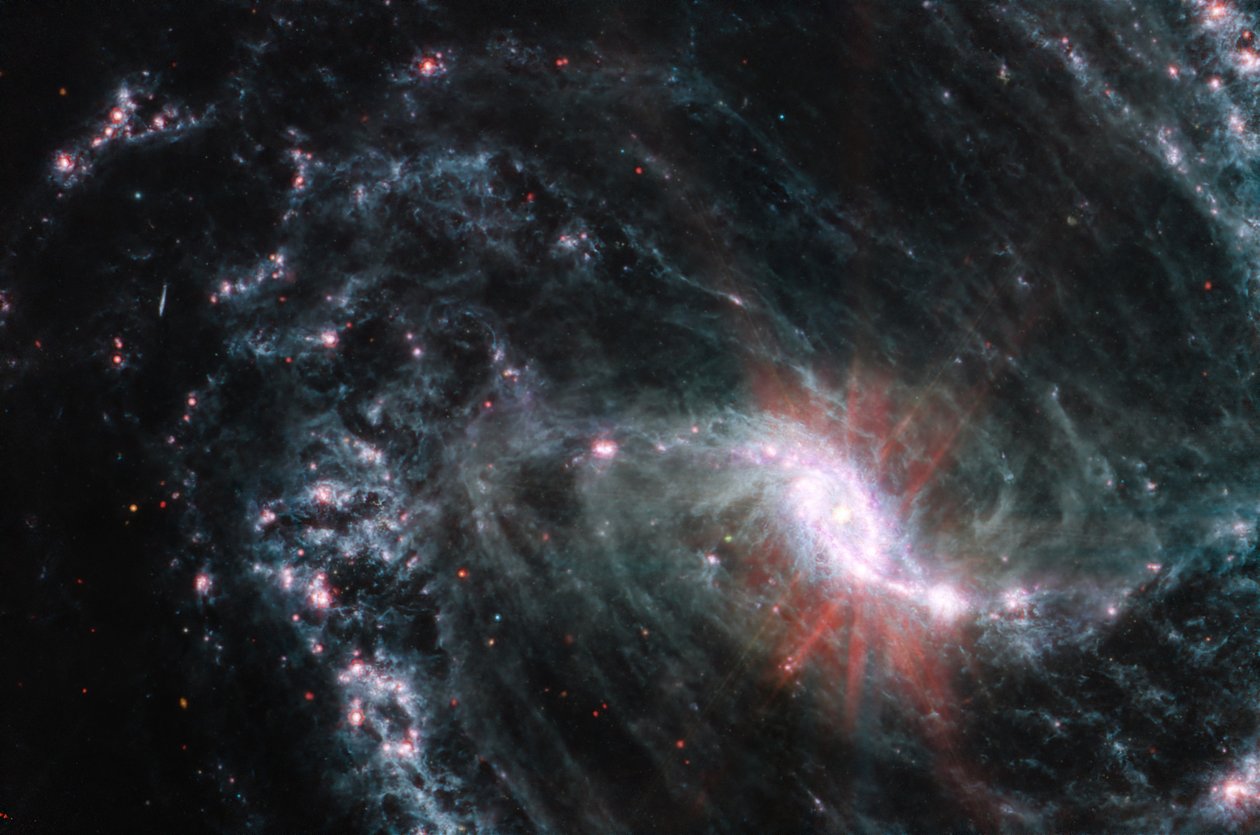 NGC 1365 (MIRI-billede) af James Webb Space Telescope (NASA)